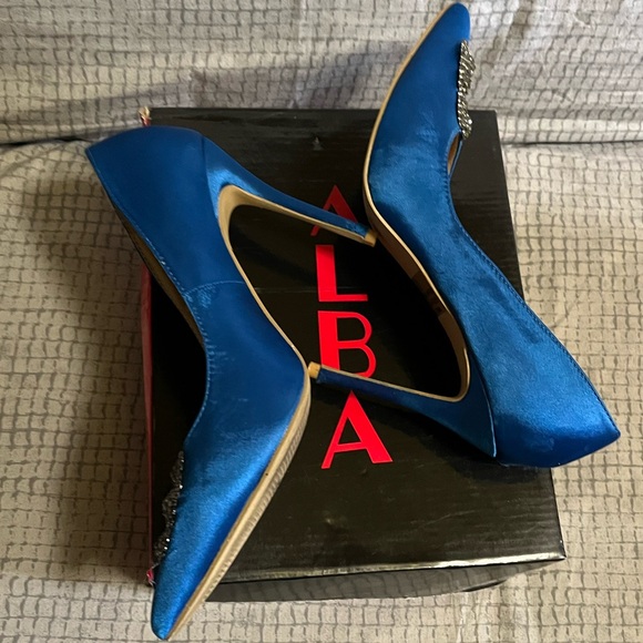 Alba Royal Blue Embellished Pump Heels - Picture 3 of 6